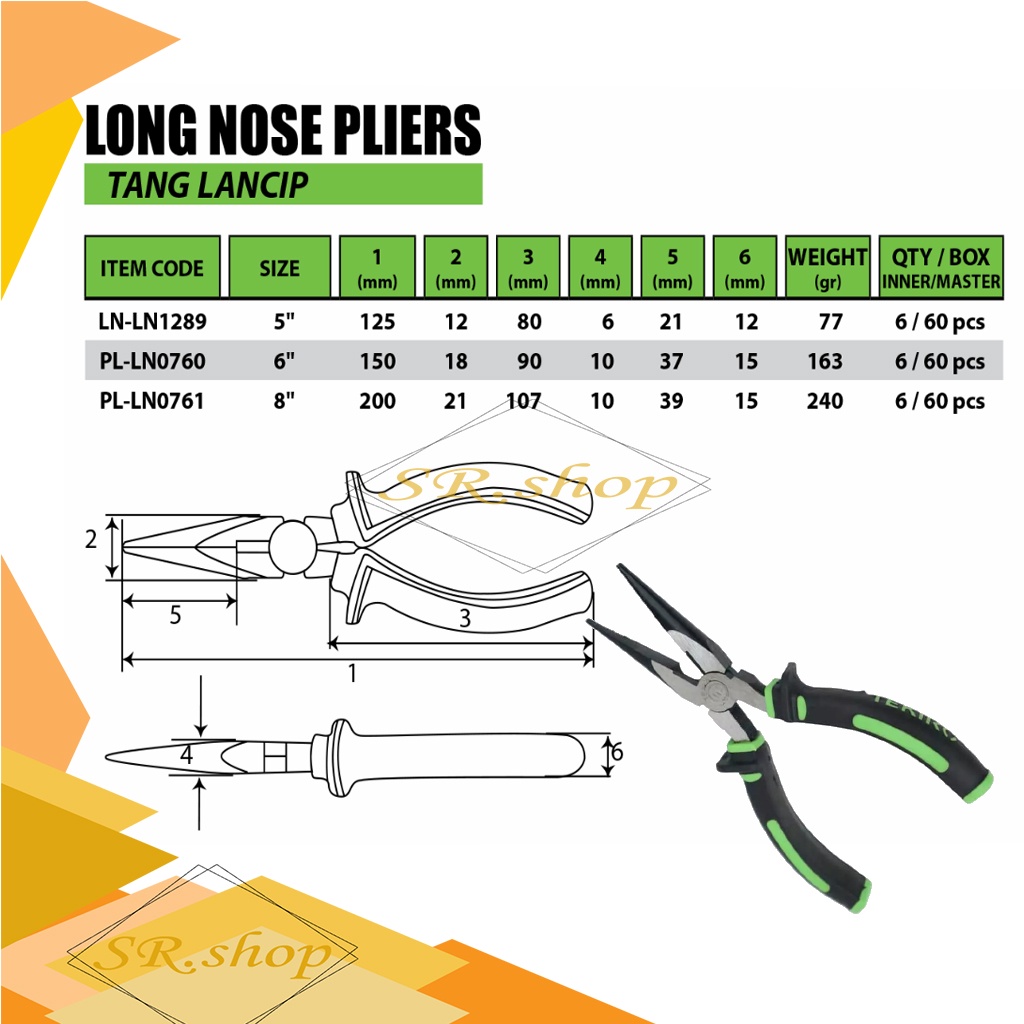 tang lancip TEKIRO, BESAR 6 INCH, TANK, ALAT PENJEPIT, ORIGINAL TANG TEKIRO