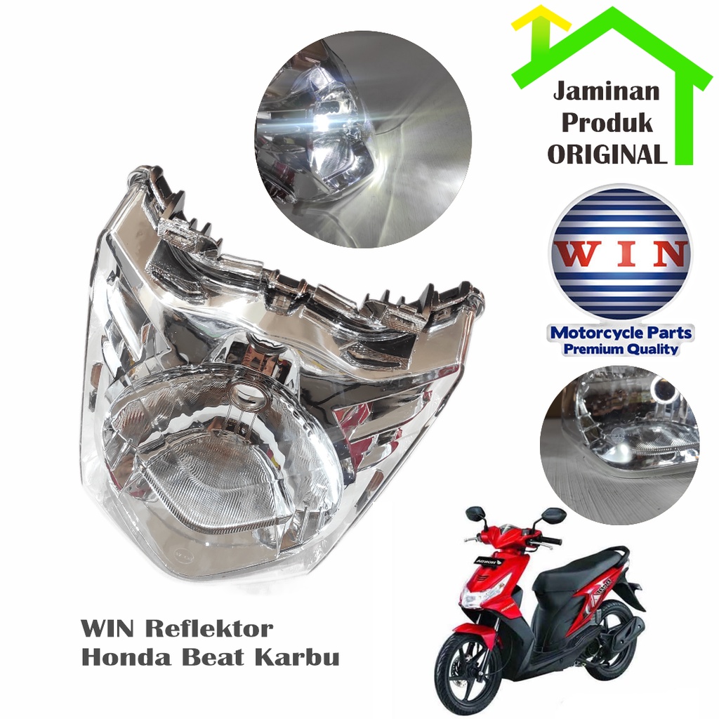 WIN Reflektor Honda Beat Lama Karbu Kaca Lampu Depan Headlamp Motor Assy