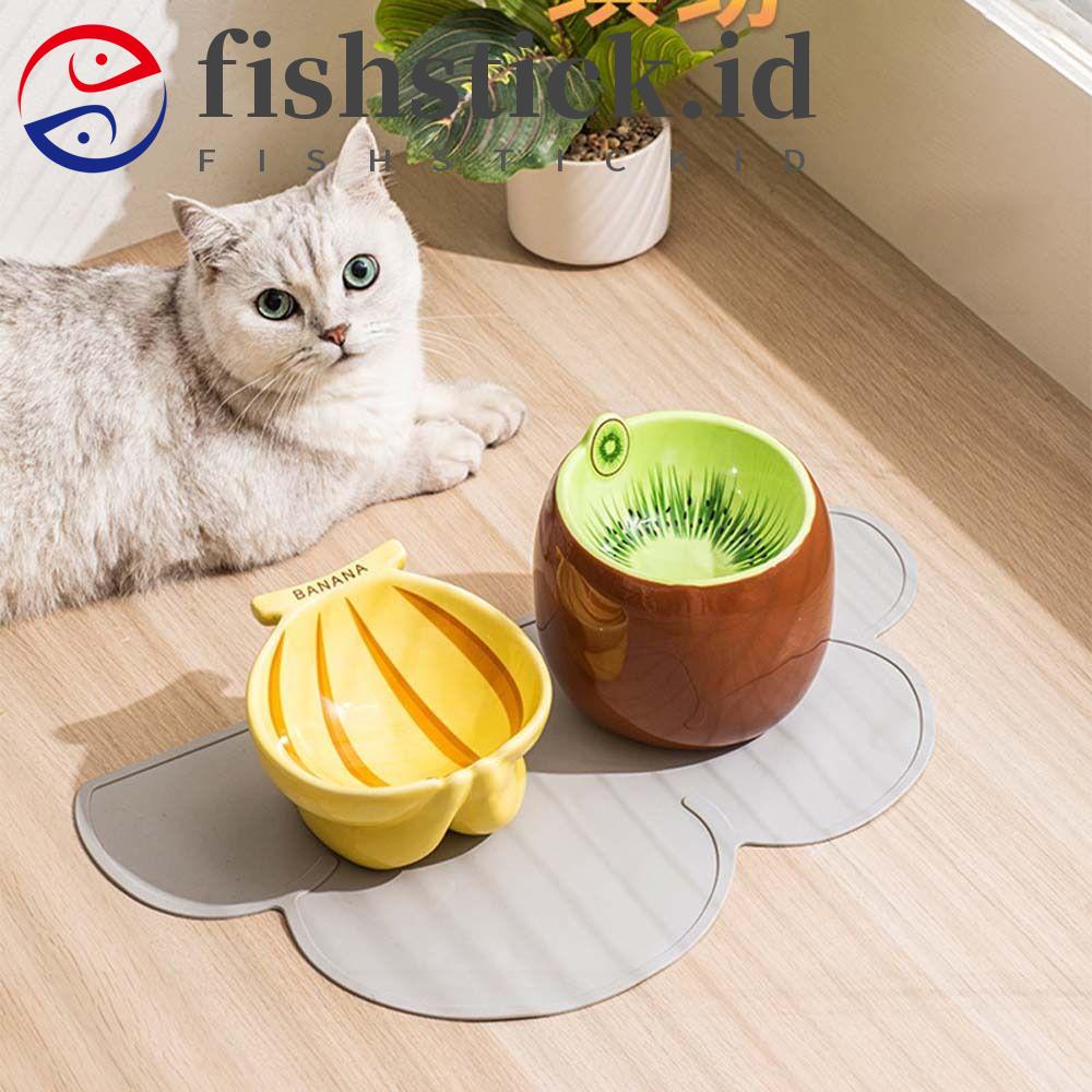 Fishstick Mangkuk Makanan Kucing Ditinggikan Lucu Pengumpan Kucing Drinker Makan Minum Anak Anjing Kitten Untuk Anjing Kecil Cats Water Feeder Container