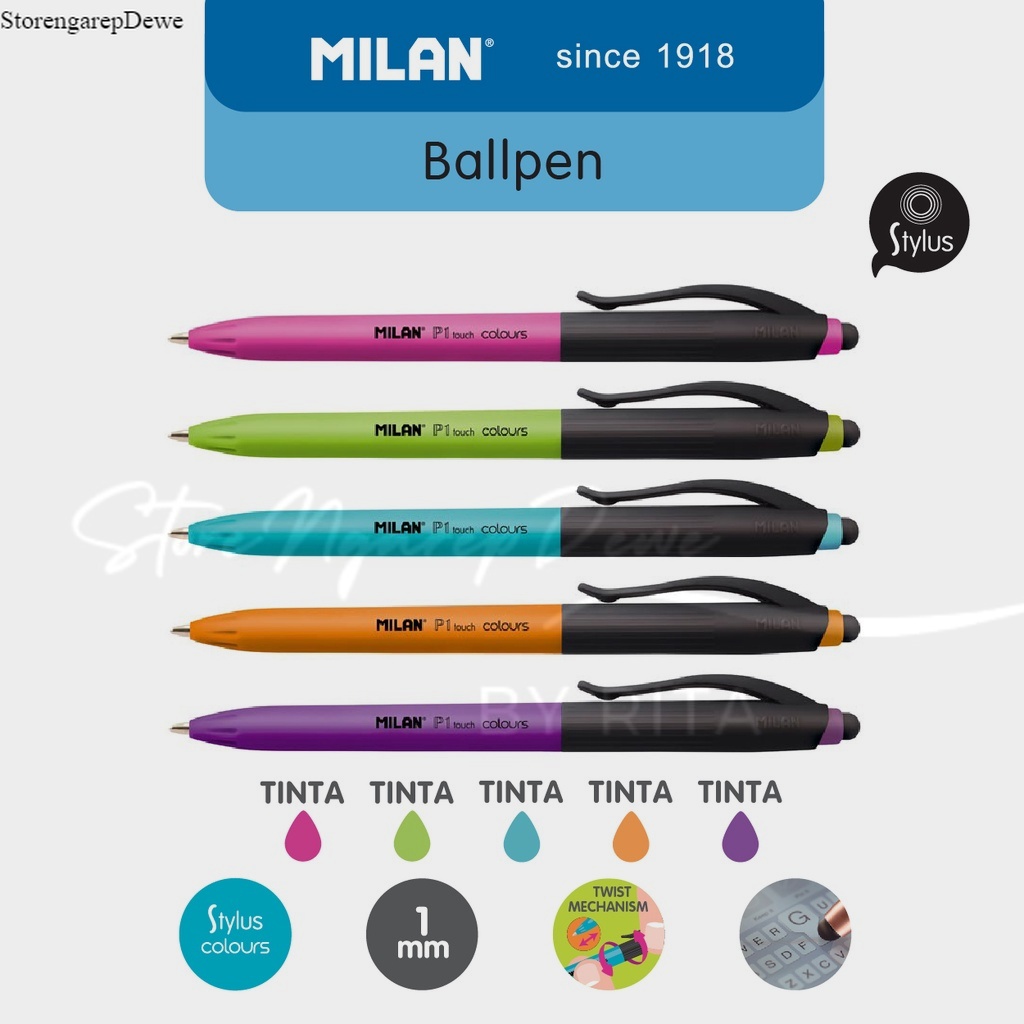 

Milan Ballpen P1 Stylus Colours Assorted 1mm (1 Pcs) #1765921 Barang kondisi baru real Bantex original