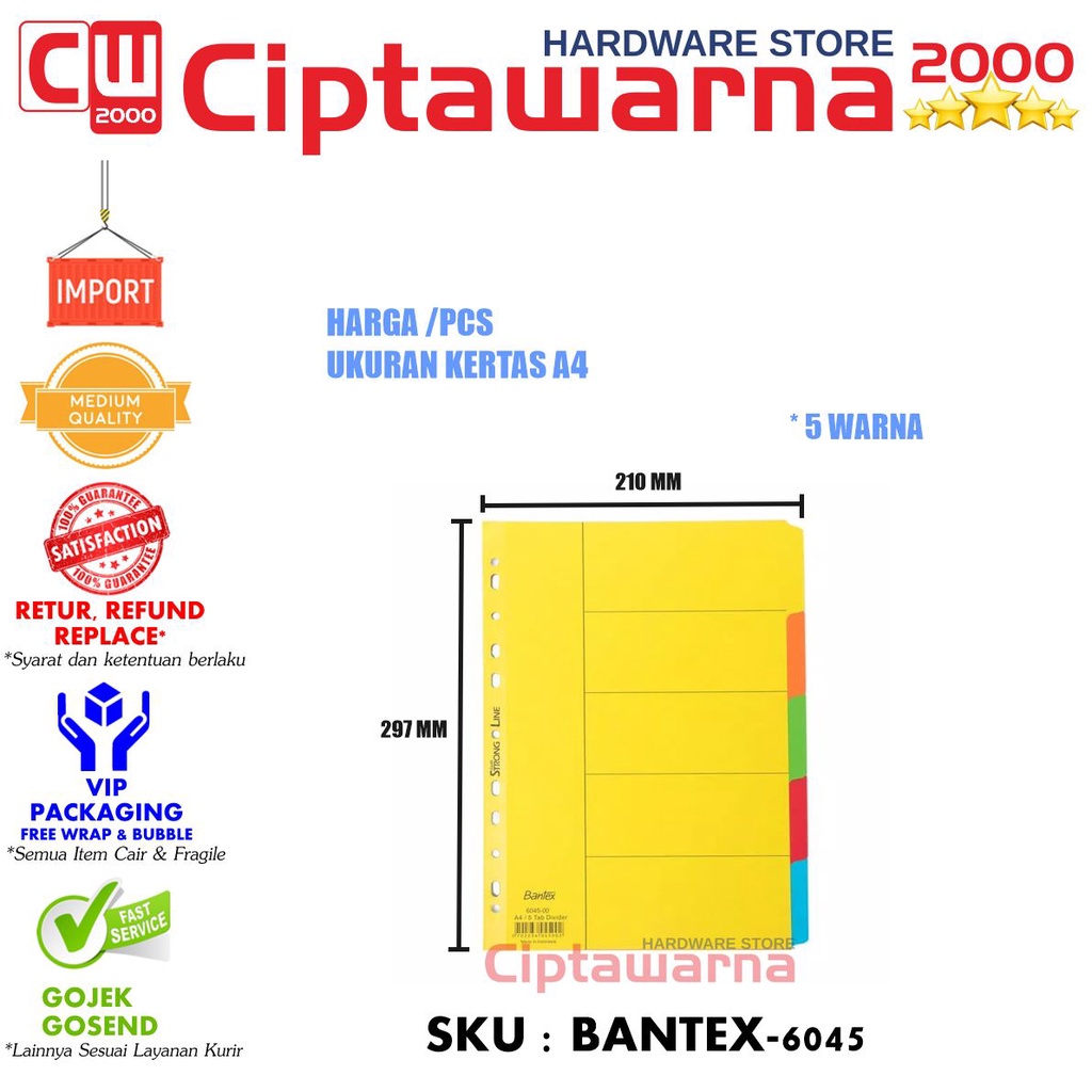 

Divider Bantex 6045 Devider Pembatas Kertas 5 Warna Ukuran A4