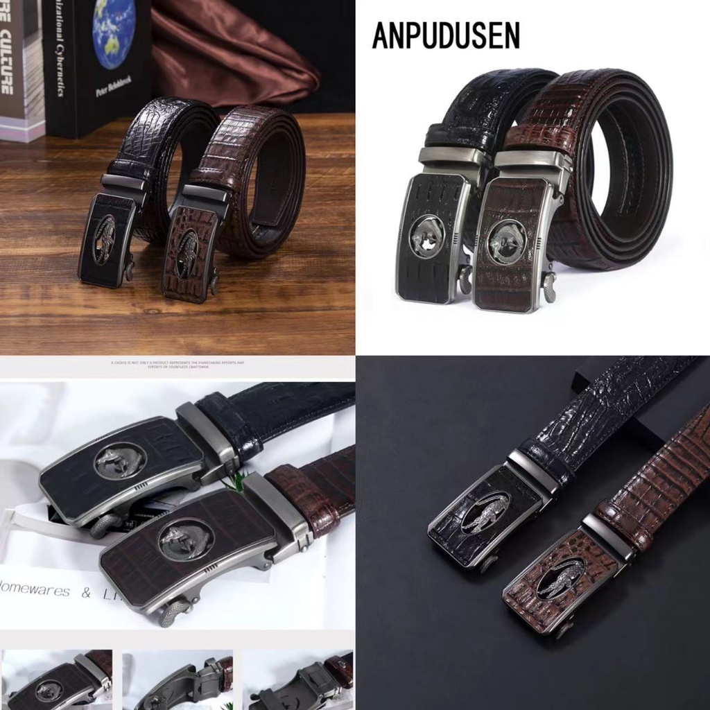 [KULIT ASLI] Ikat Pinggang Pria, Kepala Buaya, Sabuk Otomatis