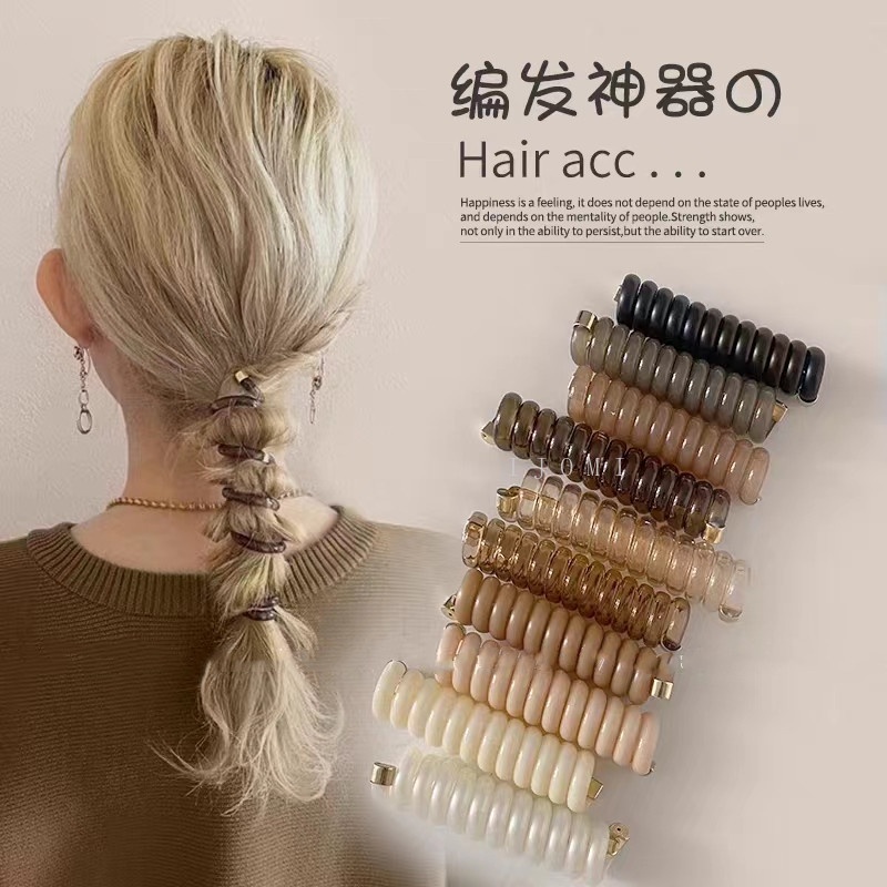 Jepang Spiral Ikat Rambut Tahan Air Ponytail Stabilizer Fashion Garis Telepon Hairband Hair Loop