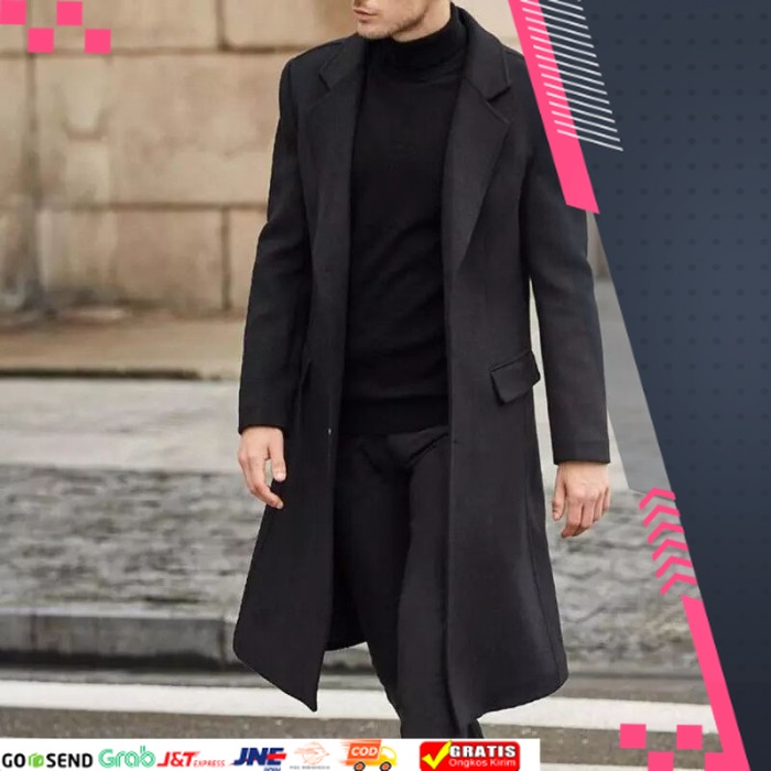 JAKET FORMAL KEREN NYAMAN DESAIN NEW /jaket jubah pria panjang ke lutut jumbo jaket jas blazer jubah