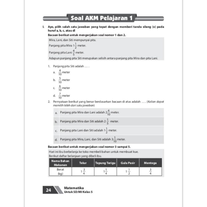 Buku Spektra MATEMATIKA Kelas 5  Lima  SD/MI semester 1&2