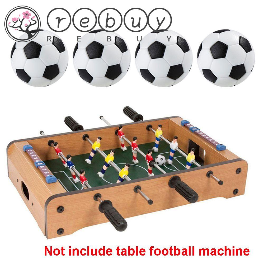 Rebuy 4pcs / Set Bola Sepak Meja Mini 32mm Warna Hitam + Putih Untuk Anak / Dewasa