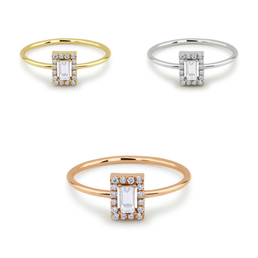 Goldkingdom Fashion Perhiasan Aksesoris Ready Stock Euro-american Square Princess Ring Ladies Plated Emas Pertunangan Cincin Tangan Ornamen