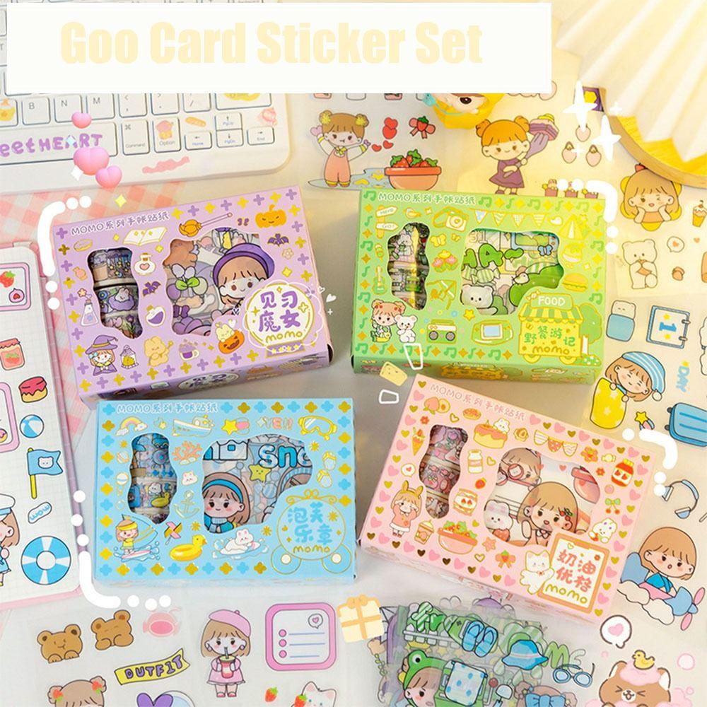 Agustina Kotak Goo Card Guka Sticker Set Kawaii PVC Siswa Tangan Akun Alat Tulis Goo Card Stiker DIY Jurnal Sticker