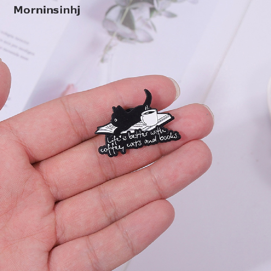 Mornin Dream Life Enamel Pin Custom Life Lebih Baik Dengan Buku Kopi Kucing Bros Kerah Lencana Hewan Perhiasan Hadiah Untuk Teman Anak id