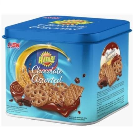 

hatari chocolate assorted kaleng 350gr