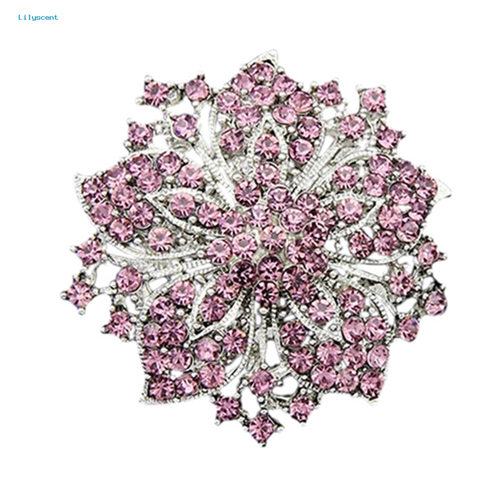 Lilyscent 8warna Bros Berlian Imitasi Untuk Pernikahan Wanita Shiny Rhinestone Flower Brooch Menawan