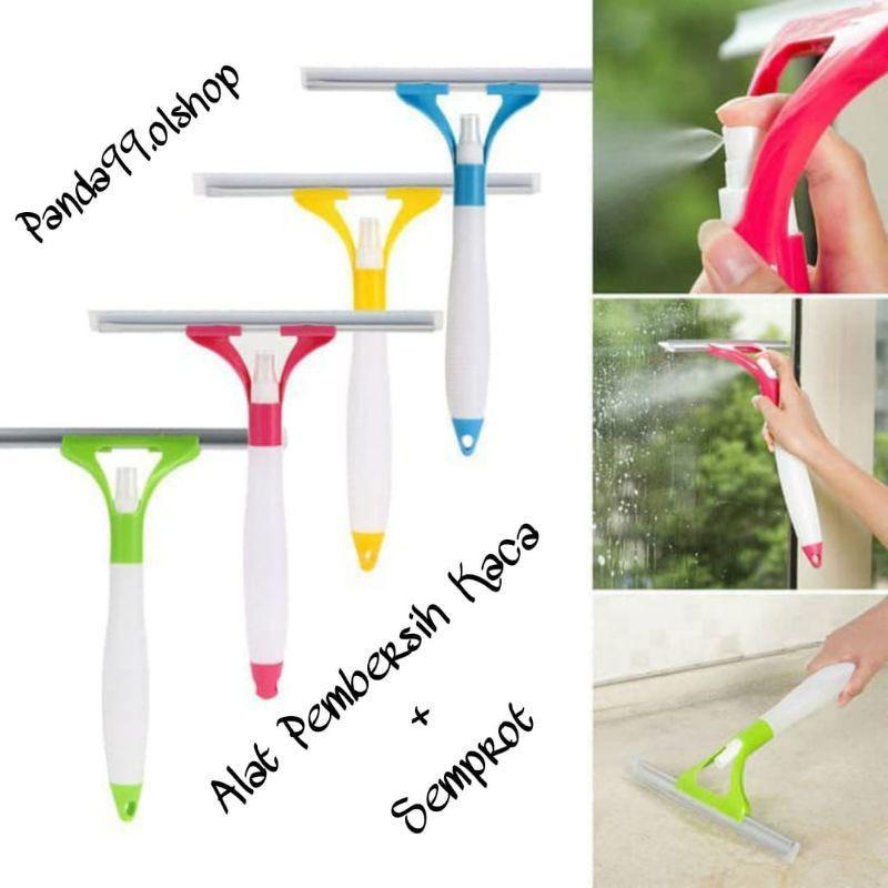 Alat Pembersih Kaca Jendela/ Wiper Semprot Semprotan Air Spray Window Cleaner 2 in 1