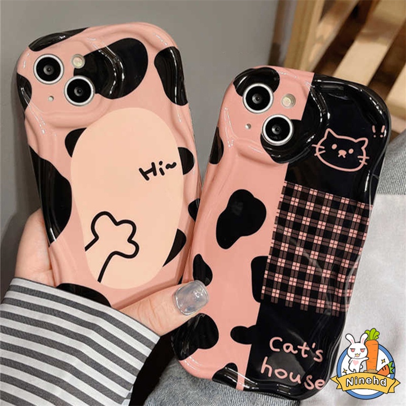 IPHONE Casing Kompatibel Untuk Iphone14 13 12 11 Pro Max X Xr Xs Max8 7 6 6s Plus SE Baru Ins Lucu Cakar Kucing Splicing Motif Leopard Kartun Ponsel Case Silikon Shockproof Cover Pelindung