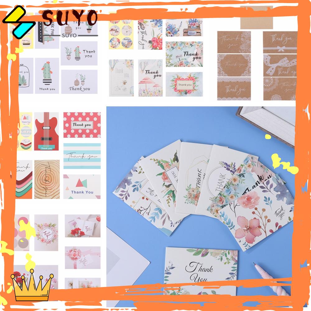 Suyo 6Pcs/Pack Kartu &quot;Thank You&quot; Packet Belanja Paket Hadiah Sisipan Label Puji Online Eceran Navy Blue Watercolor Kagumi Kartu