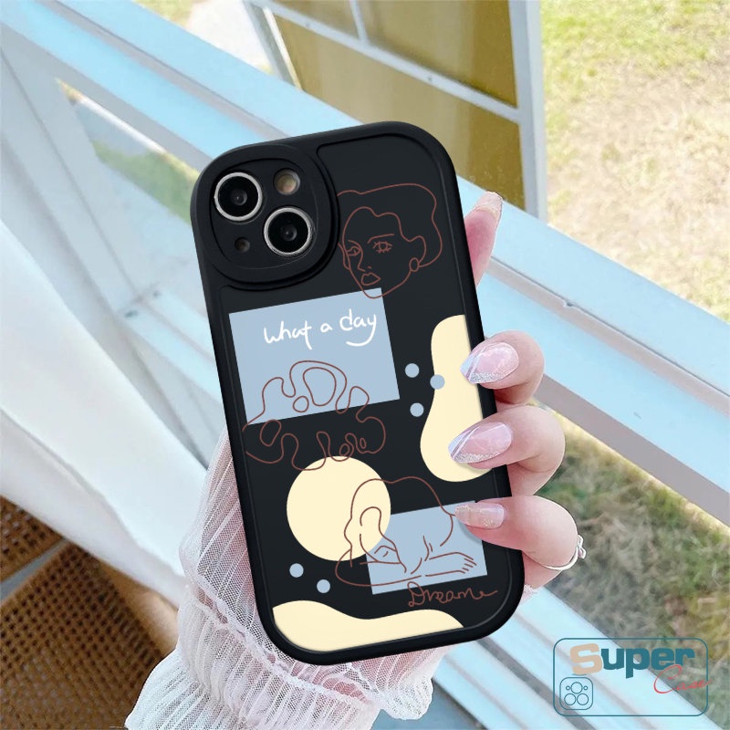 REDMI Case Fashion Untuk Redmi9 10A A1 12C 9C 10C 10 9A 9T Note 10s 11s 10 9 Pro 8 9s 11 Pro+POCO X3 NFC Pro M3 F4 Mi 12 11 Lite 11T Shockproof Soft Tpu INS Art Penutup Daun Garis Wajah