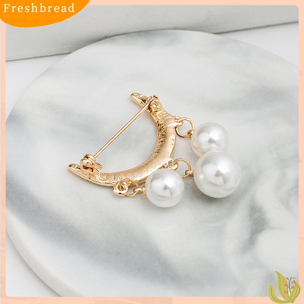 &lt; Freshbread &gt; 2Pcs Setengah Lingkaran Mutiara Imitasi Drop Bros Pin Lencana Baju Tindik Ornamen