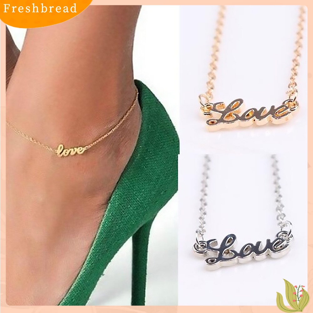 &lt; Freshbread &gt; Cinta Surat Pesona Wanita Musim Panas Barefoot Perhiasan Kaki Gelang Kaki Ankle Chain