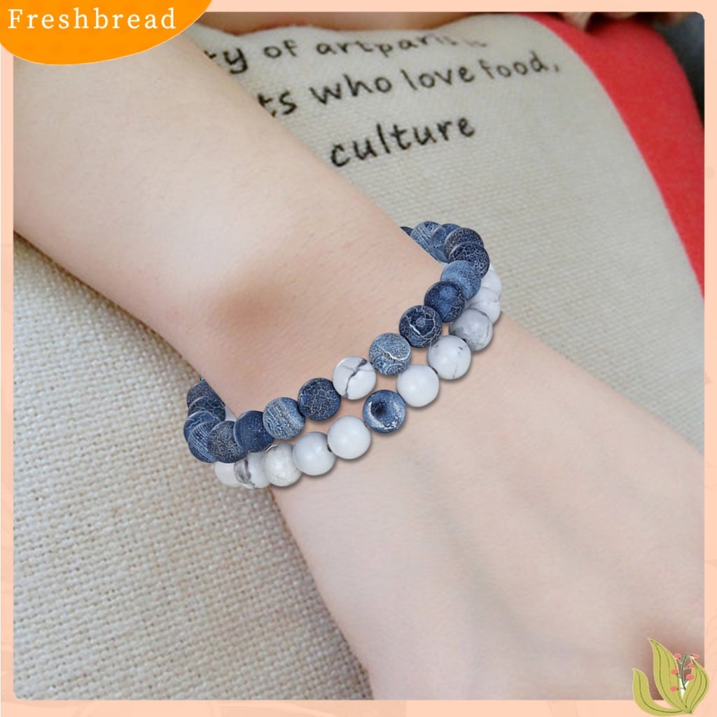 &lt; Freshbread &gt; 2Pcs Gelang Yoga Trendi Menawan Tali Elastis Gelang Manik-Manik Yoga Hitam Untuk Kekasih