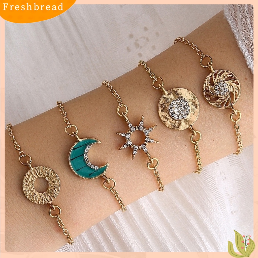 &lt; Freshbread &gt; 5/6Pcs Gelang Wanita Butterfly Stackable Jewelry Multilayer Dripping Oil Bangles Untuk Pantai