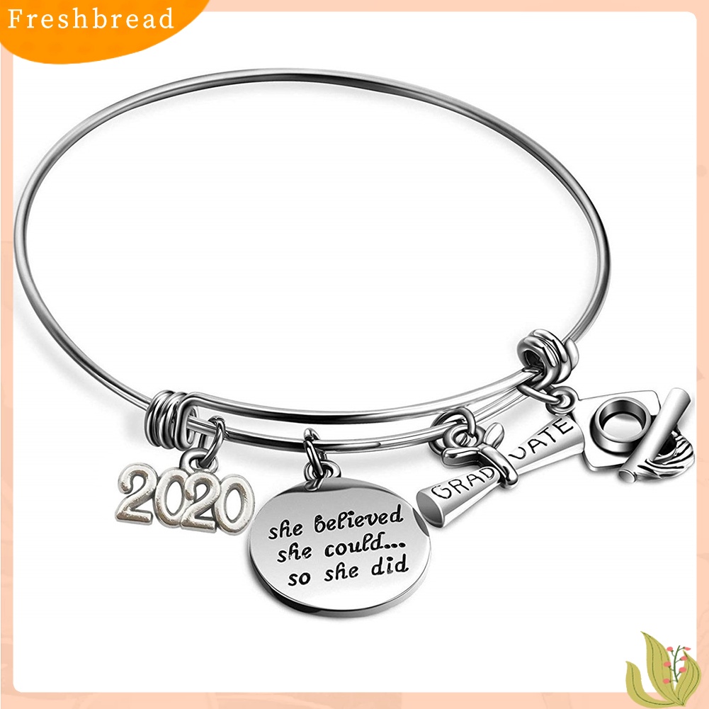 &lt; Freshbread &gt; Wanita2020Wisuda She Believed Adjustable Gelang Hadiah Perhiasan Wisuda