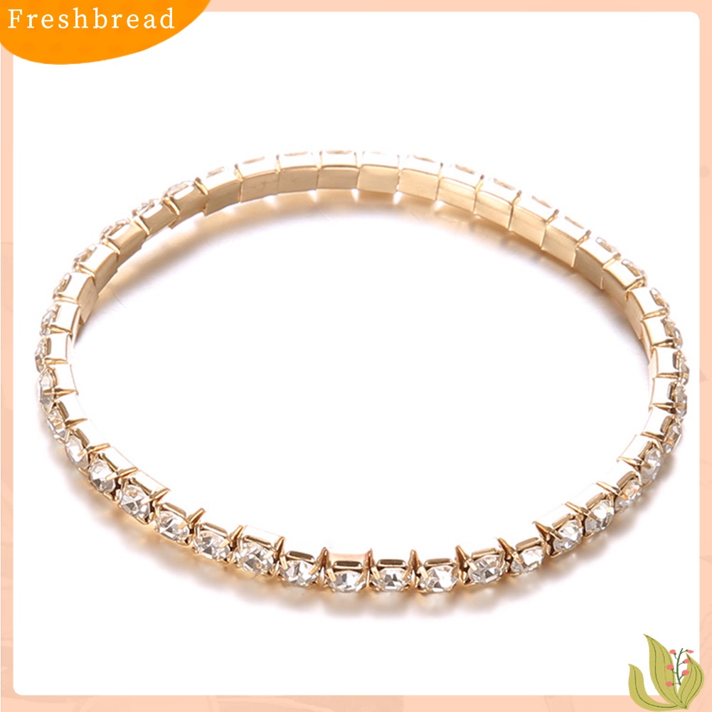 &lt; Freshbread &gt; 4Pcs/Set Wanita Multilayer Berongga Kompas Berlian Imitasi Manik-Manik Gelang Rantai Tenis