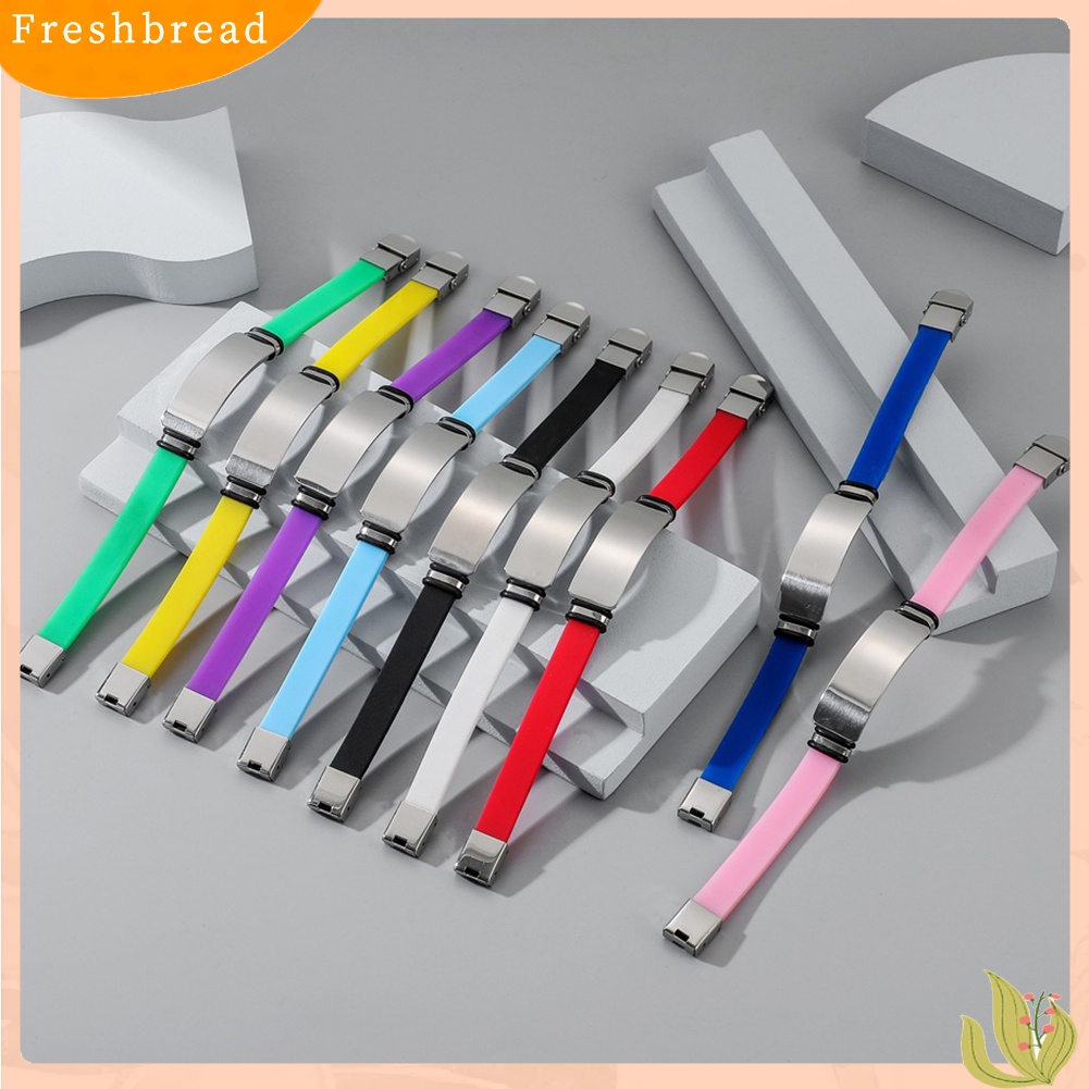 &lt; Freshbread &gt; Fashion Sederhana Unisex Bangle Logam Silikon Gelang Tangan Pasangan Perhiasan Hadiah