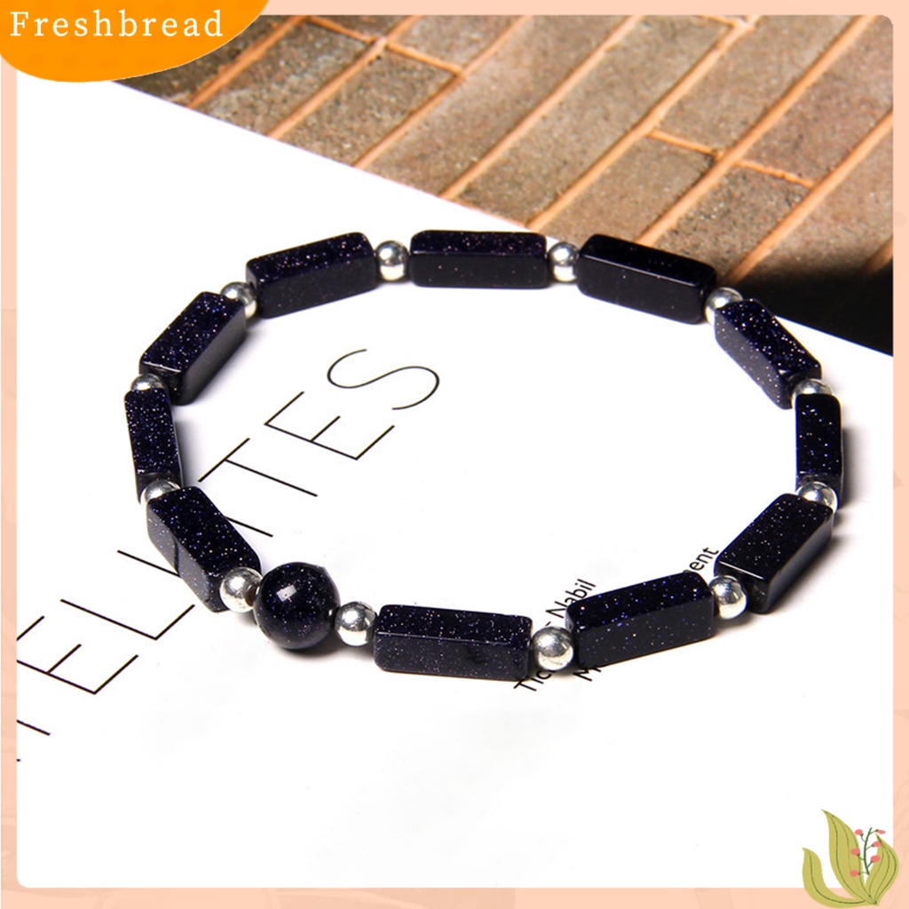 &lt; Freshbread &gt; Wanita Gelang Manik-Manik Bulat Batu Alam Pelangsing Menghilangkan Kelelahan Faux Amethyst Persegi Panjang Bar Energi Gelang Fashion Perhiasan