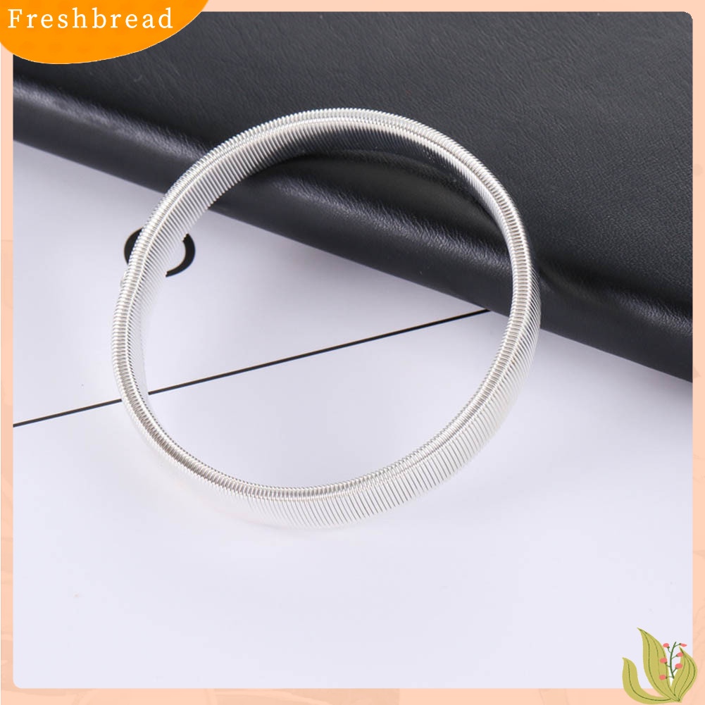 &lt; Freshbread &gt; Sederhana Pria Musim Semi Manset Bartender Bangle Elastis Gelang Cincin Logam Gelang