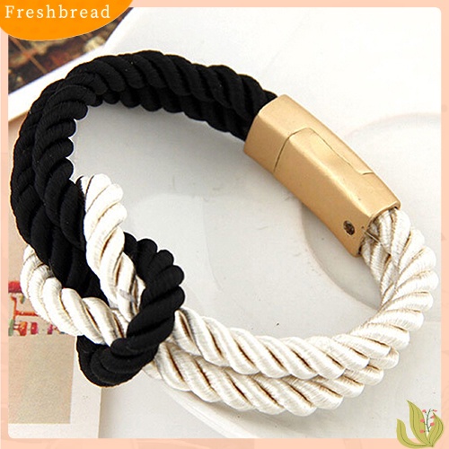 &lt; Freshbread &gt; Gelang Rantai Tali Kepang Wanita Pria Dengan ic Clasp Bow Charm Bangle