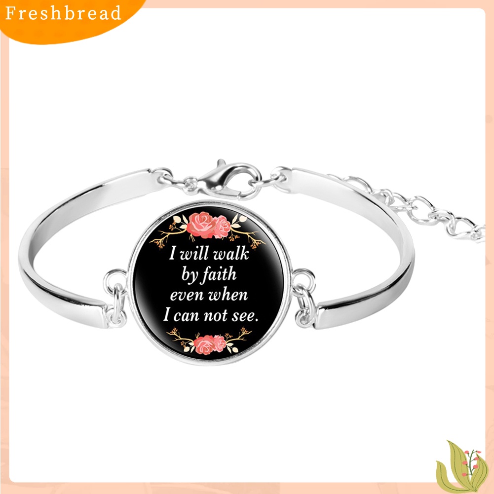 &lt; Freshbread &gt; Unisex Bible Verse Quote Mazmur Kaca Cabochon Pesona Gelang Perhiasan Kristen