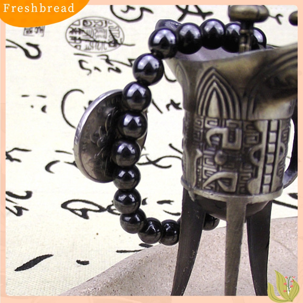 &lt; Freshbread &gt; Gelang Batu ic Bulat Hitam Fashion Unisex Perawatan Kesehatan Bangle Jewelry