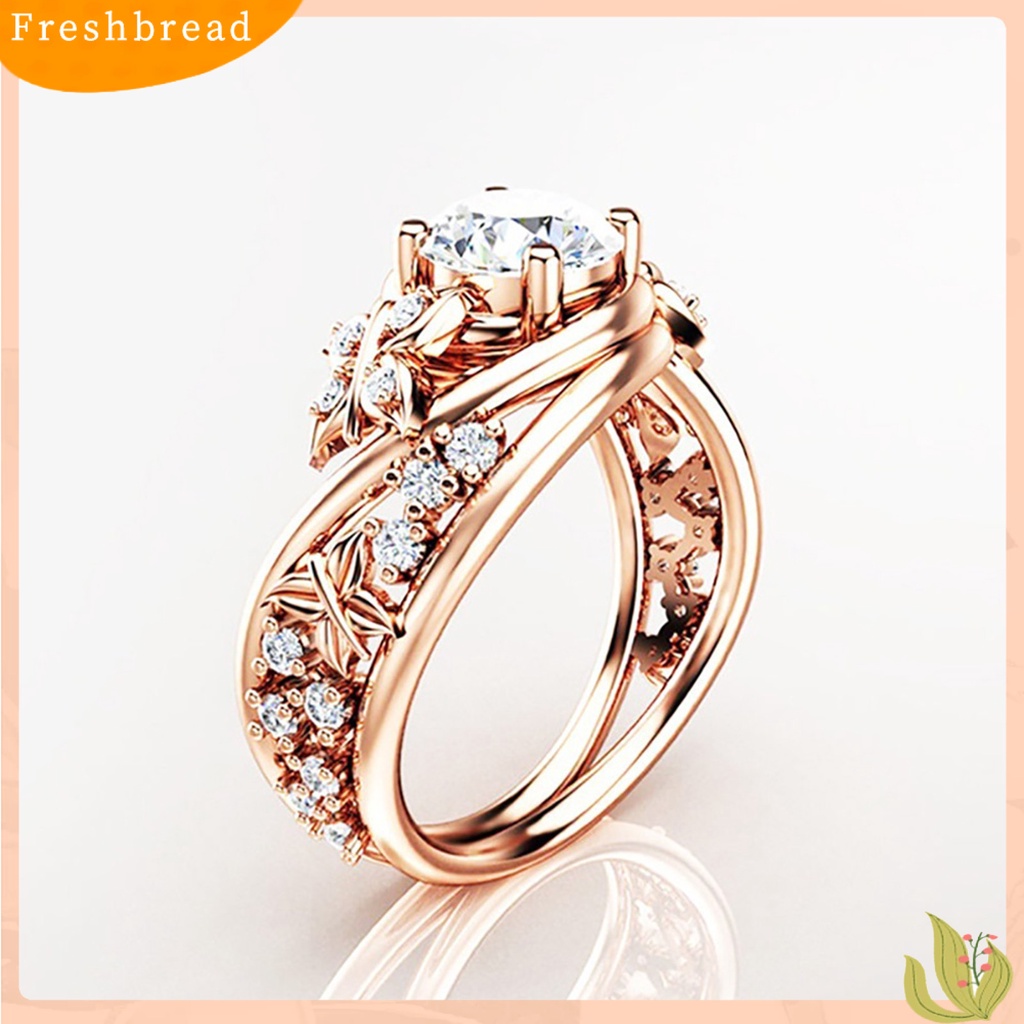 &lt; Freshbread &gt; Cincin Hollow out Desain Bentuk Kupu-Kupu Wanita Ladies Engagement Rings Jewelry Untuk Club