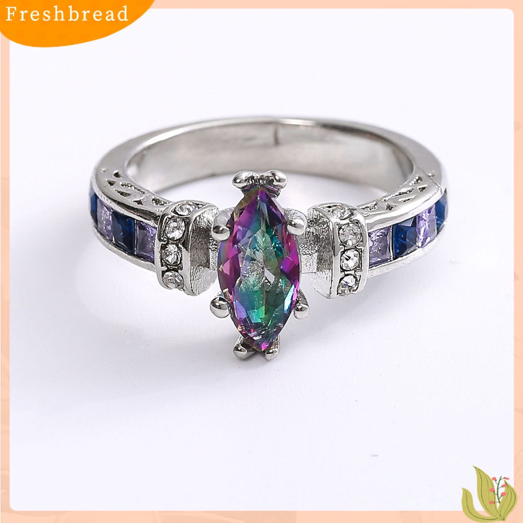 &lt; Freshbread &gt; Wanita Trendi Cincin Warna-Warni Cubic Zirconia Tidak Mudah Pecah Cincin Jari Fashion Mewah Untuk Perjamuan