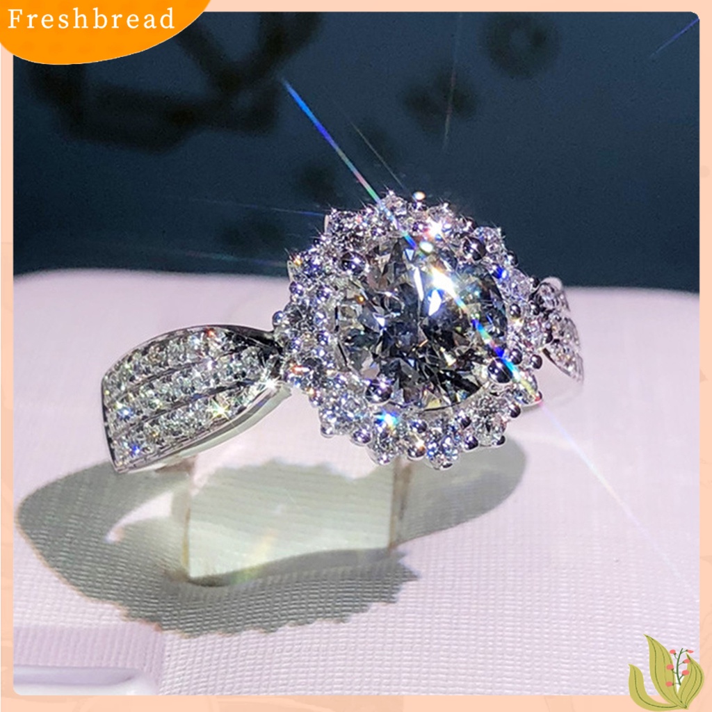 &lt; Freshbread &gt; Shiny Wedding Band Indah Tembaga Lady Trendi Pertunangan Cincin Perhiasan Aksesori