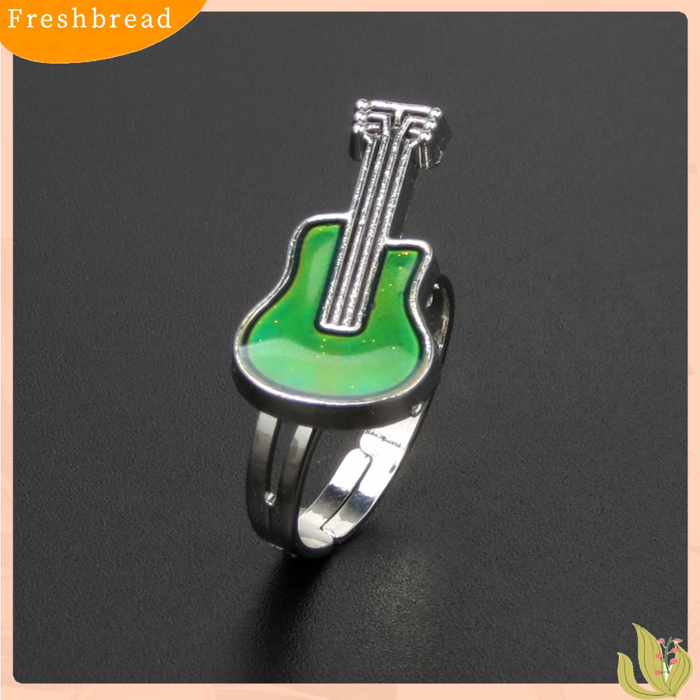 &lt; Freshbread &gt; Kreatif Gitar Suhu Mood Berubah Warna Wanita Cincin Terbuka Perhiasan Hadiah