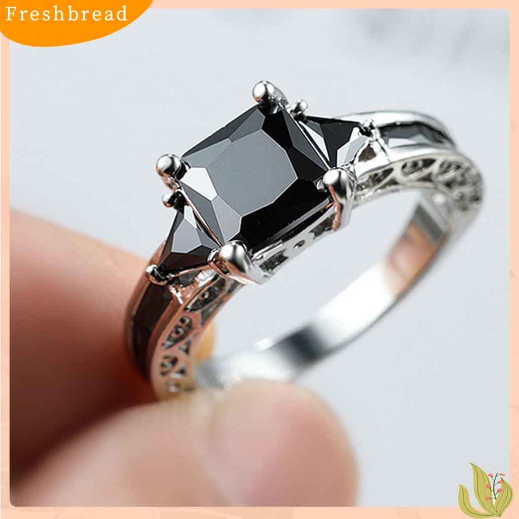 &lt; Freshbread &gt; Wanita Cincin Cubic Zirconia Eropa Dan Amerika Berongga Keluar Vintage Geometris Dekorasi Bersinar Lady Janji Pernikahan Band Cincin Perhiasan Aksesori