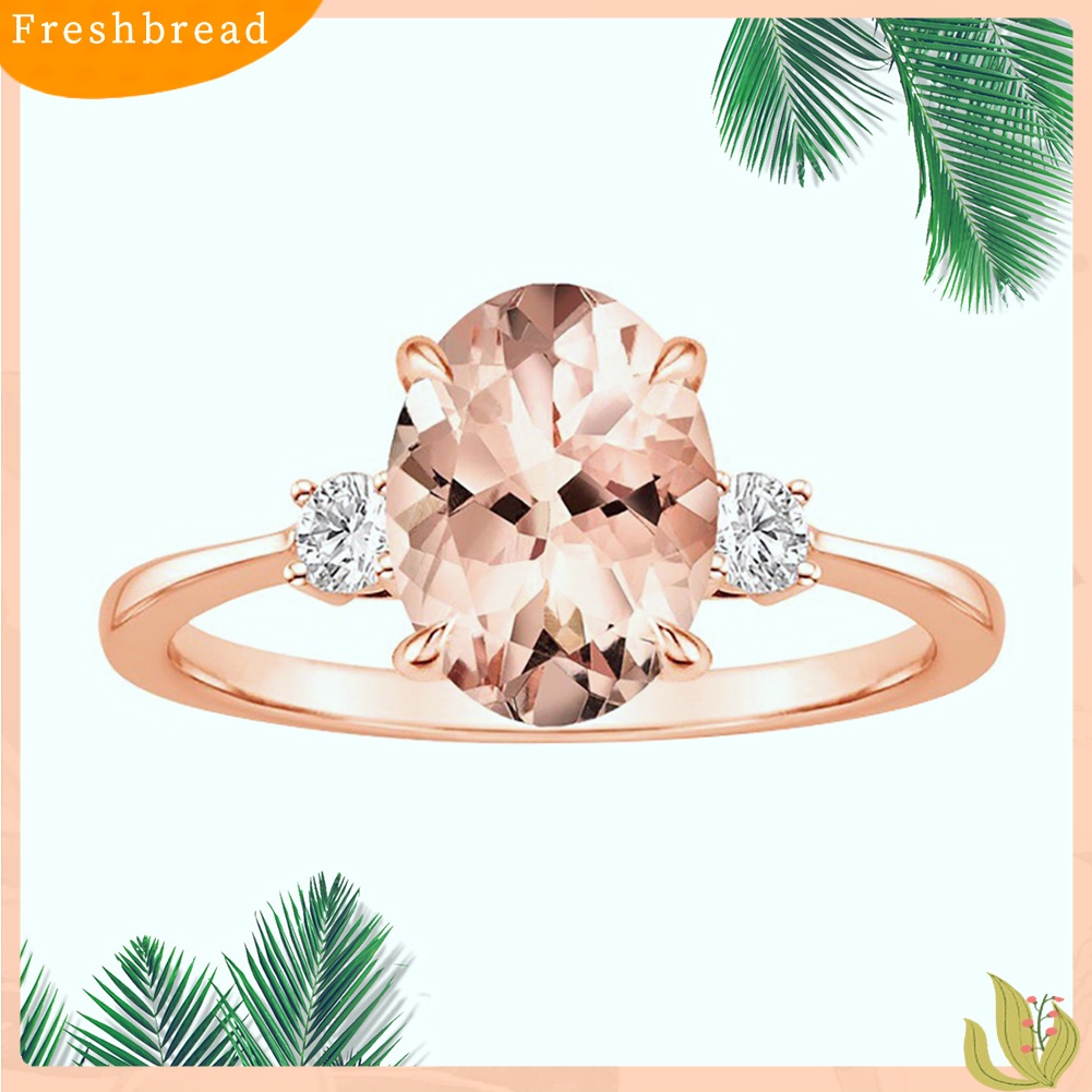 &lt; Freshbread &gt; Telur Faux Morganite Berlian Imitasi Bertatahkan Jari Cincin Wanita Fashion Pernikahan Perhiasan