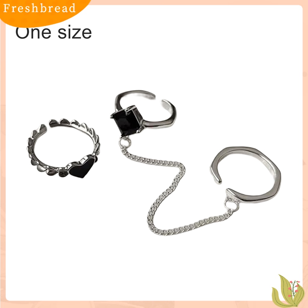 &lt; Freshbread &gt; 1set Cincin Jari Lady Bentuk Hati Hias Warna Kontras Pembukaan Cincin Adjustable Set Hadiah