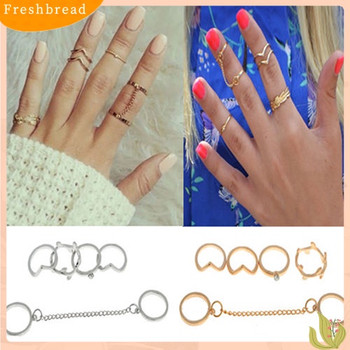 &lt; Freshbread &gt; 6Pcs Berlian Imitasi Perkotaan Diatas Buku Jari Susun Band Mid Rings Jewelry