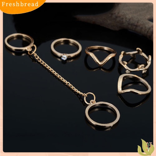 &lt; Freshbread &gt; 6Pcs Berlian Imitasi Perkotaan Diatas Buku Jari Susun Band Mid Rings Jewelry