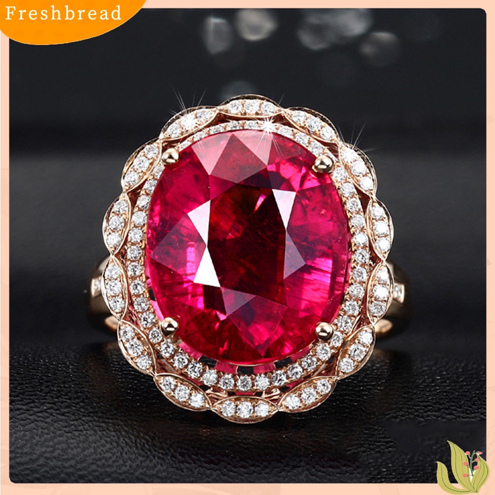 &lt; Freshbread &gt; Mewah Wanita Faux Pigeon Blood Ruby Adjustable Finger Ring Hadiah Perhiasan Pernikahan