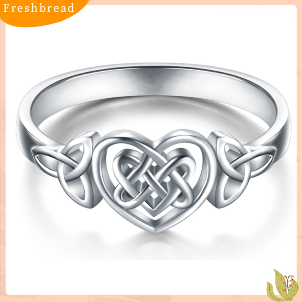 &lt; Freshbread &gt; Sederhana Wanita Ukir Berongga Cinta Hati Celtic Simpul Jari Cincin Pesta Perhiasan Hadiah