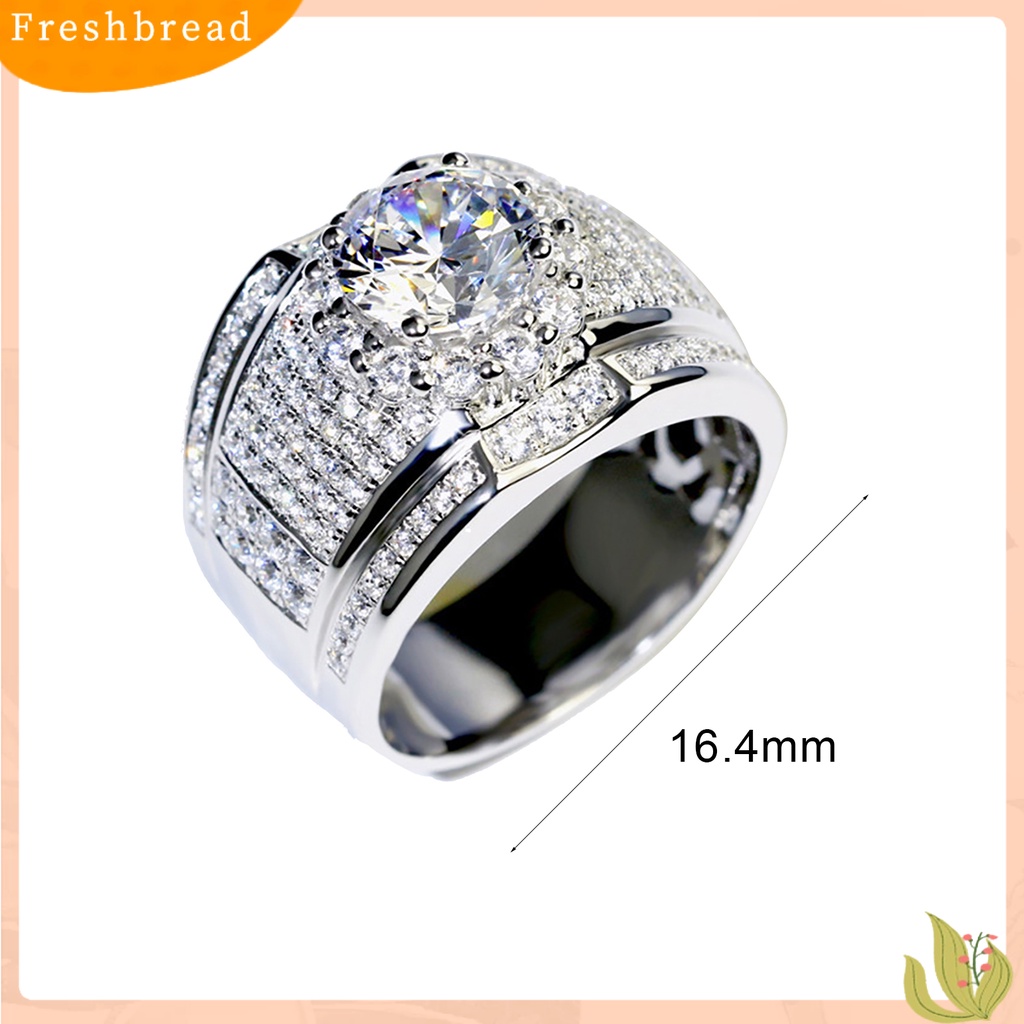 &lt; Freshbread &gt; Fashion Pria Berlian Imitasi Perak Disepuh Pernikahan Pertunangan Jari Cincin Perhiasan