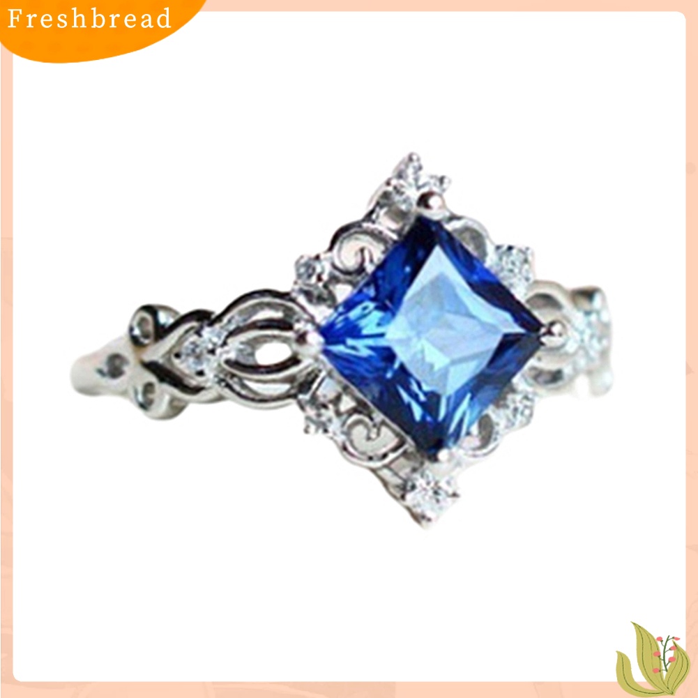 &lt; Freshbread &gt; Vintage Wanita Berongga Bunga Putri Potongan Safir Imitasi Hias Cincin Perhiasan Hadiah