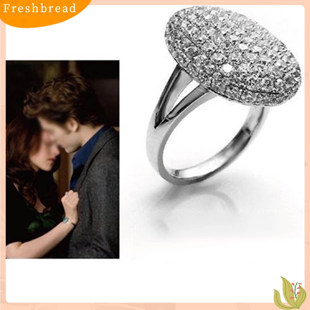 &lt; Freshbread &gt; Wanita Mewah Oval Berlian Imitasi Potongan Pernikahan Band Engagement Ring Ukuran 6-10
