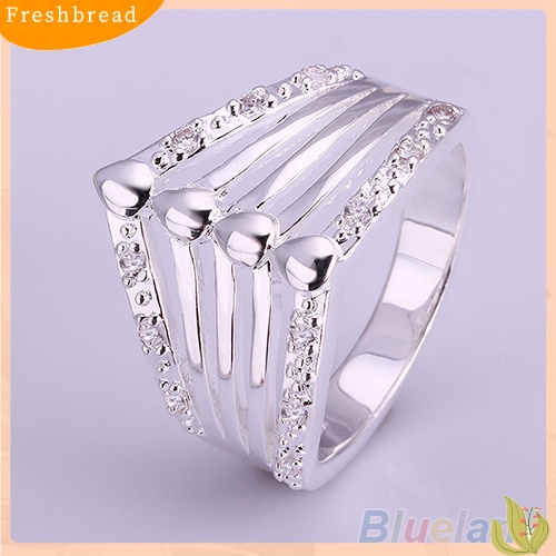 &lt; Freshbread &gt; Cincin Kawin CZ Pesta Pernikahan Berlapis Perak Berongga Multilayer Pria Wanita