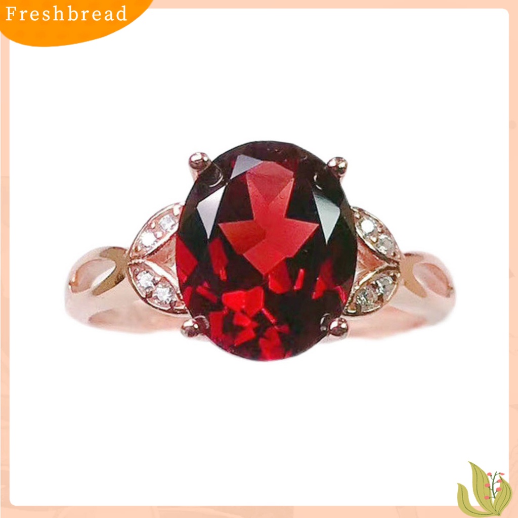 &lt; Freshbread &gt; Cincin Jari Geometris Perhiasan Imitasi Garnet Pembukaan Adjustable Sparkling Ring Untuk Pakaian Sehari-Hari