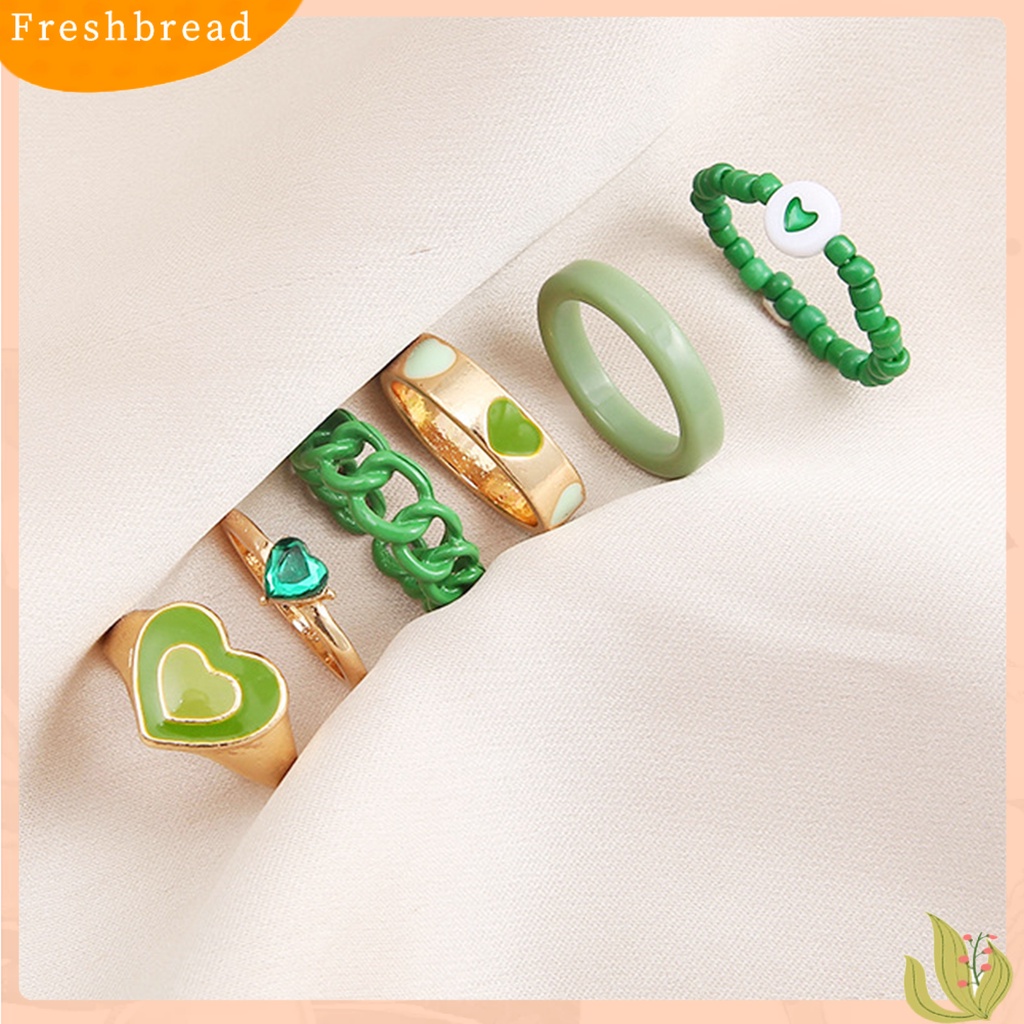 &lt; Freshbread &gt; 1set Cincin Buku Jari Hati Dapat Ditumpuk Wanita Indah Semua Pertandingan Cincin Jari Untuk Pesta