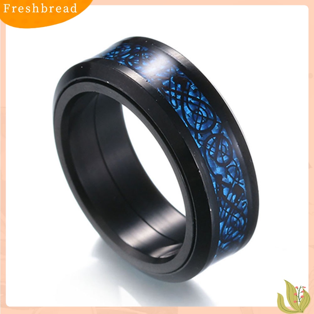 < Freshbread > Naga Berputar Lapisan Ganda Cincin Stainless Steel Pria Punk Jari Perhiasan Hadiah