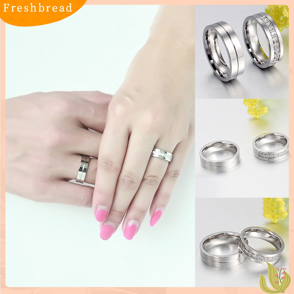 &lt; Freshbread &gt; Pasangan Kekasih Cincin Fashion Berlian Imitasi Bertatahkan Pesta Band Pertunangan Perhiasan Hadiah